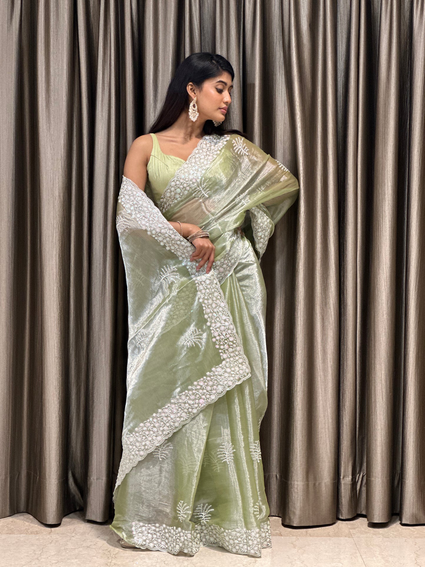 Green Tissue Saree