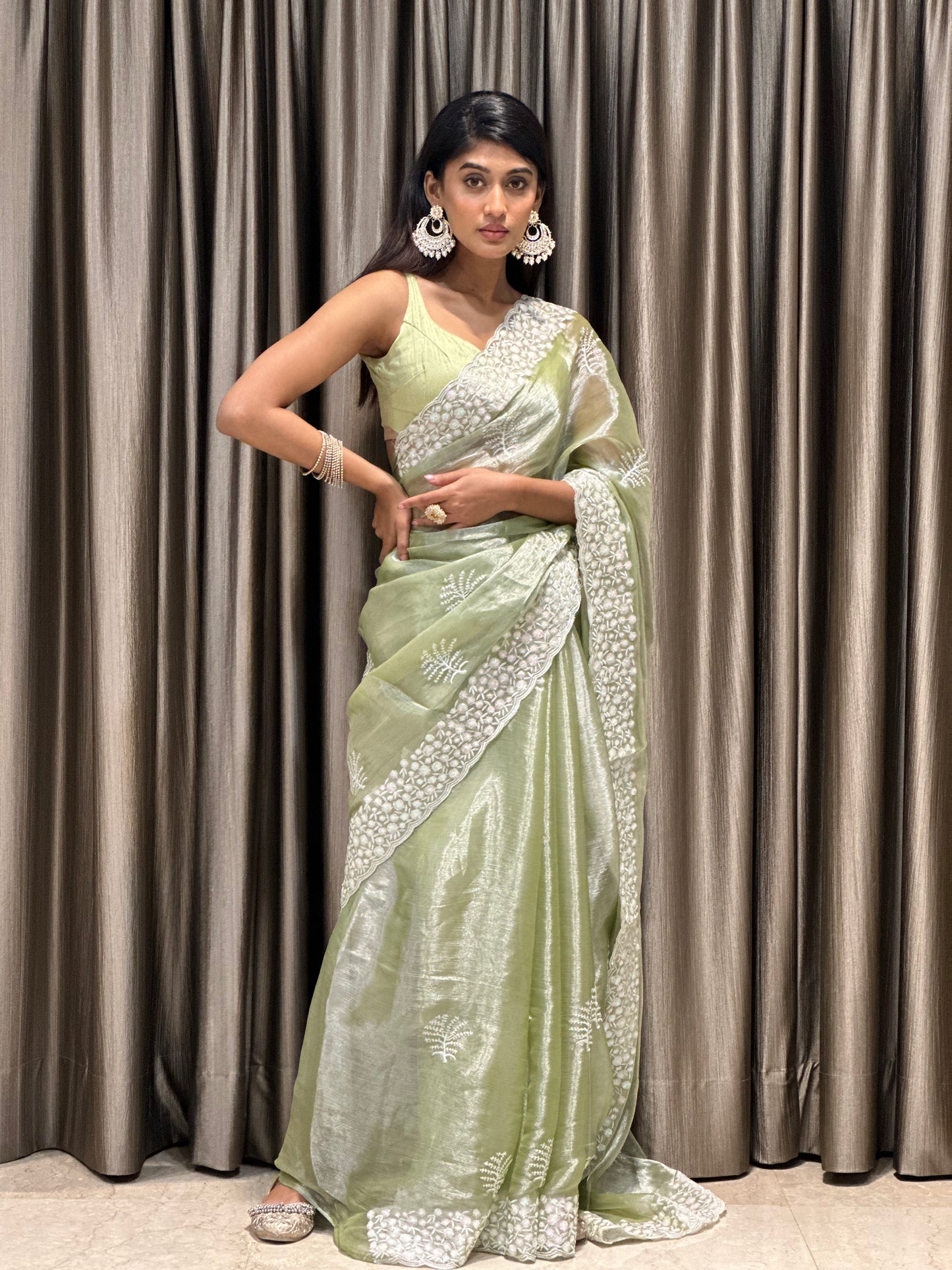 Green Tissue Saree