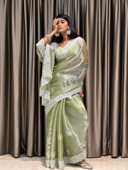 Green Tissue Saree