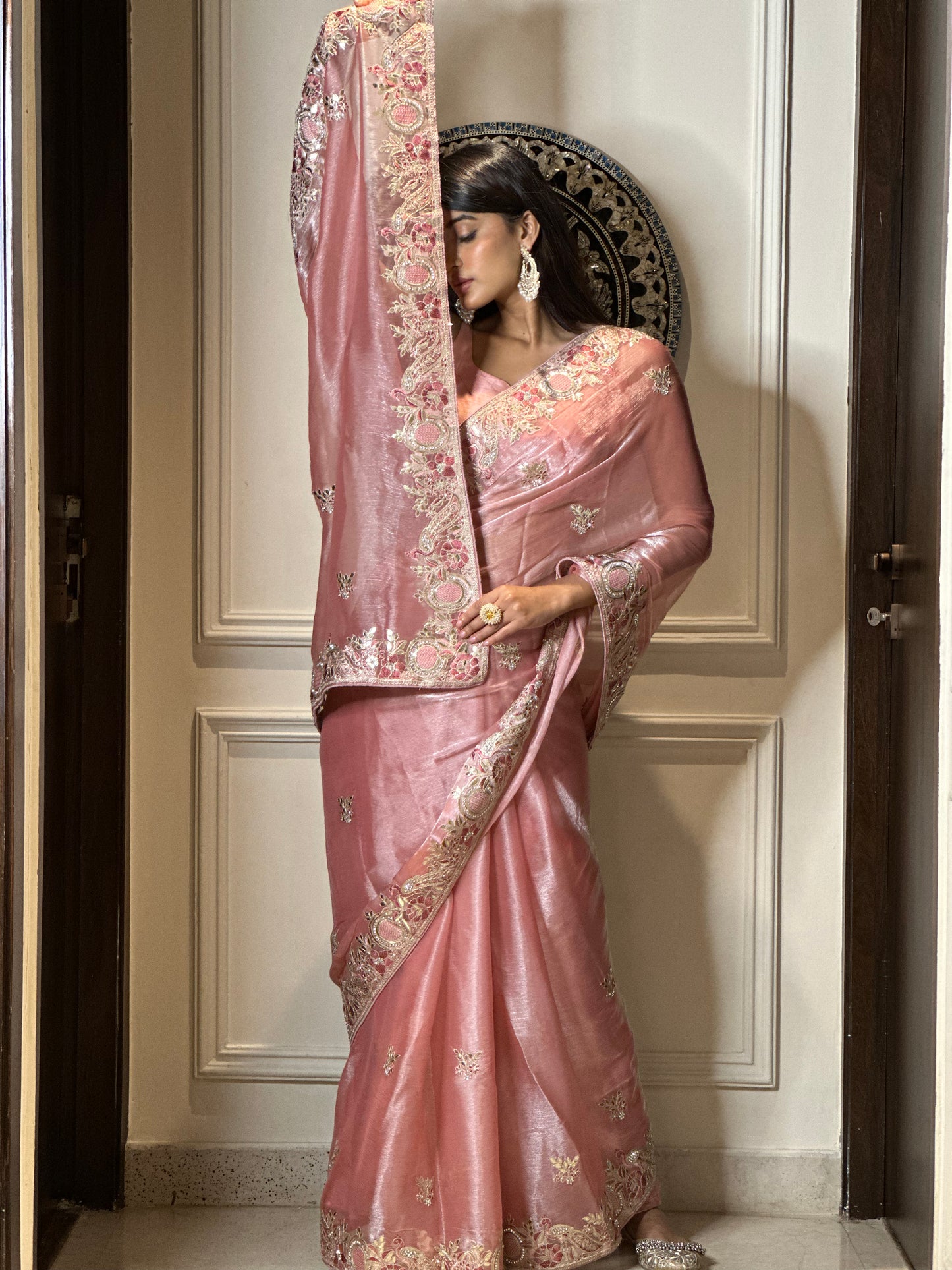 Pink Royal Gotta Patti Saree