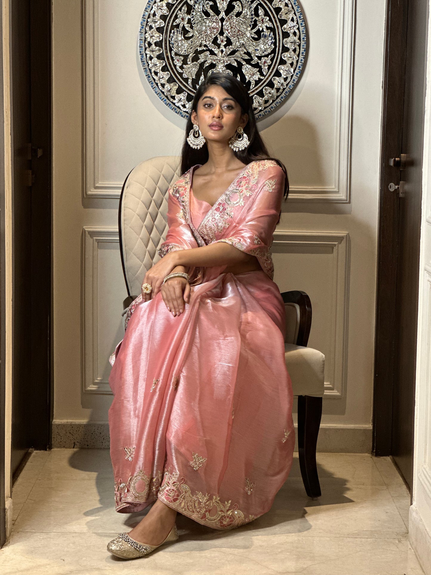 Pink Royal Gotta Patti Saree