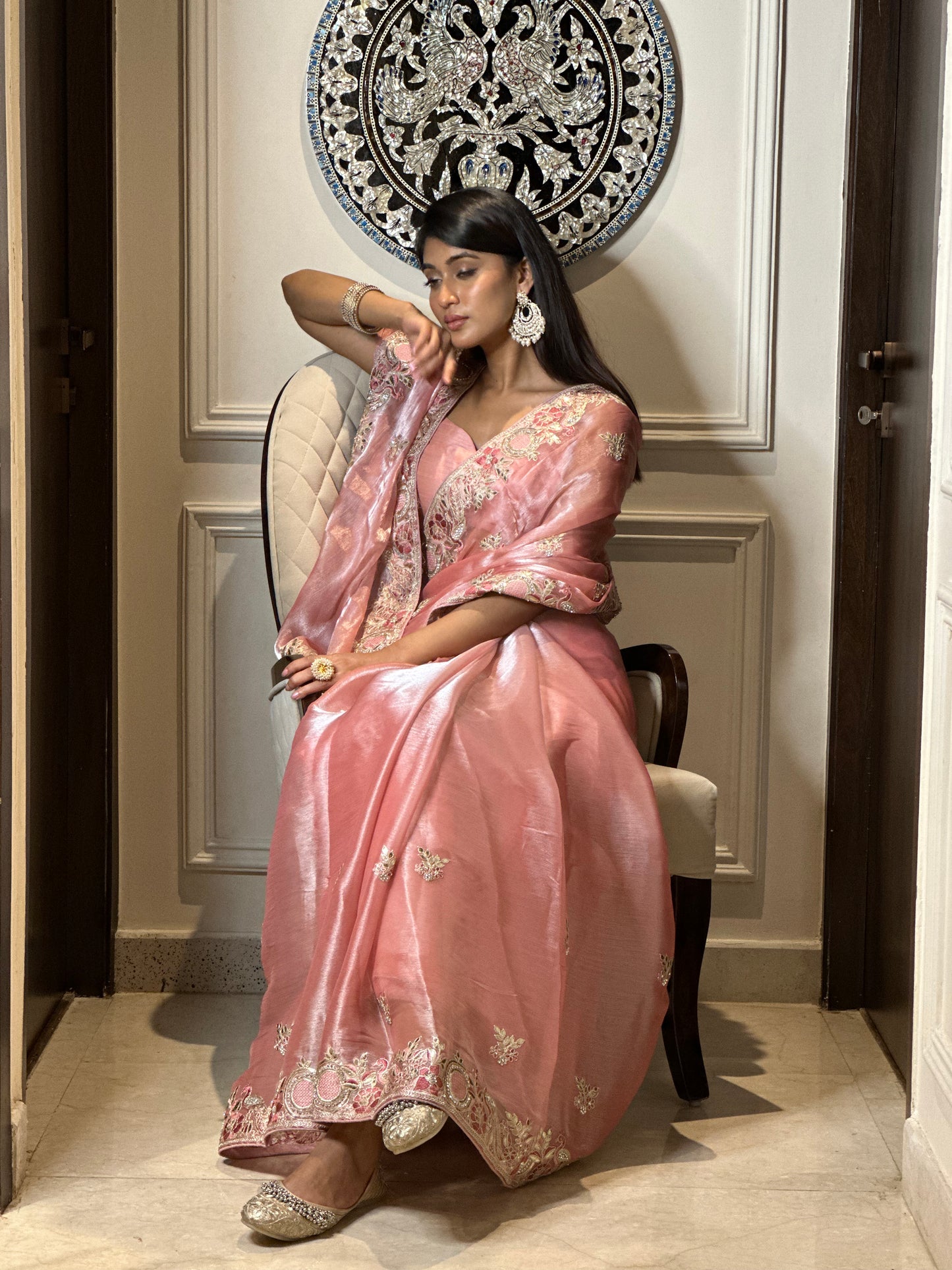 Pink Royal Gotta Patti Saree