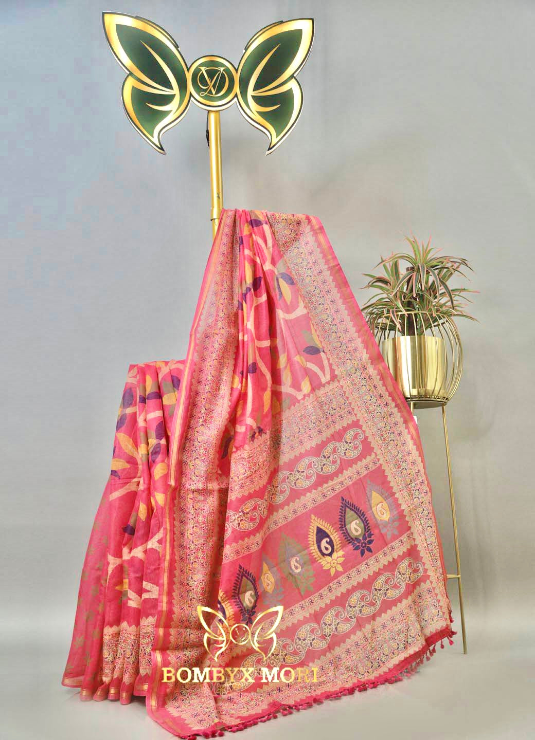 Pink  Handloom Saree