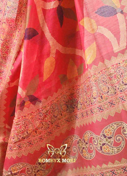 Pink  Handloom Saree