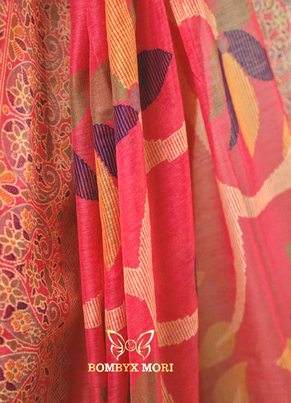 Pink  Handloom Saree