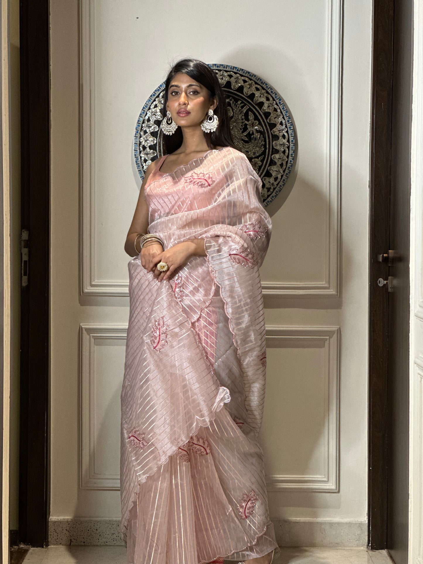 Soft Pink Oak Leaf Saree