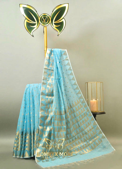 Baby Blue Handloom Saree