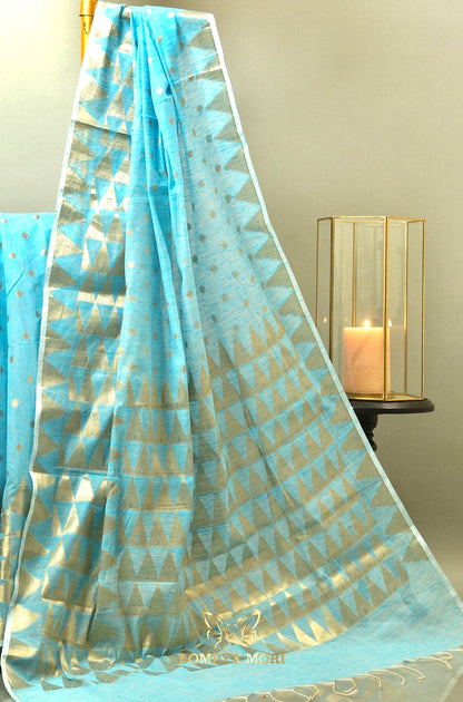 Baby Blue Handloom Saree