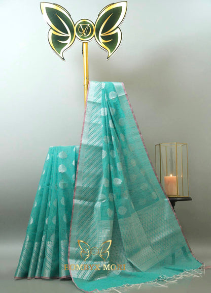 Blizzard Blue Raindrop Handloom Saree