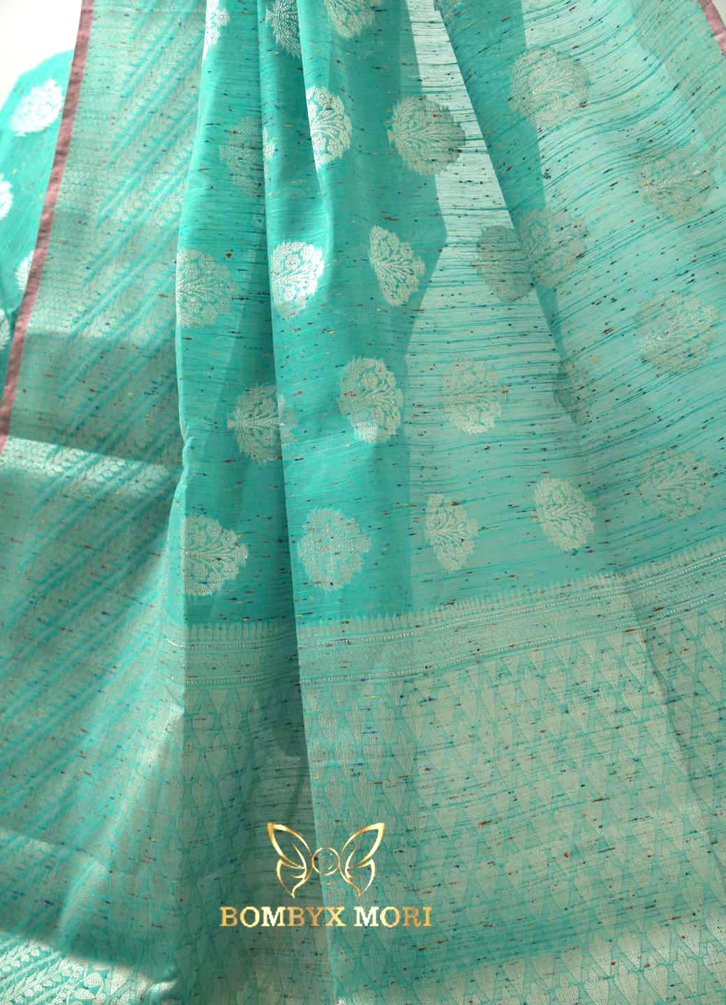 Blizzard Blue Raindrop Handloom Saree