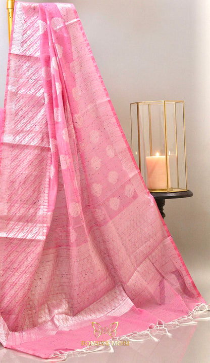 Blossom Pink Raindrop Handloom Saree