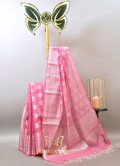 Blossom Pink Raindrop Handloom Saree