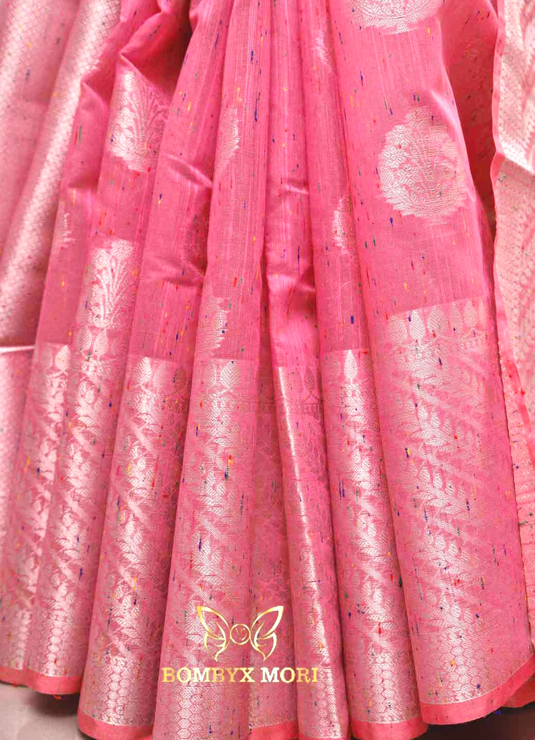 Blossom Pink Raindrop Handloom Saree