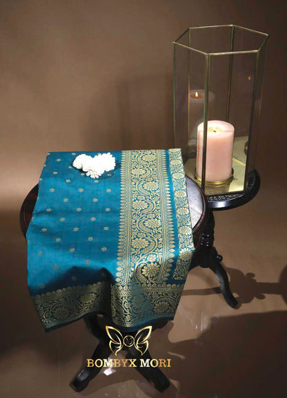 Teal Jade Bombyx Banarasi saree