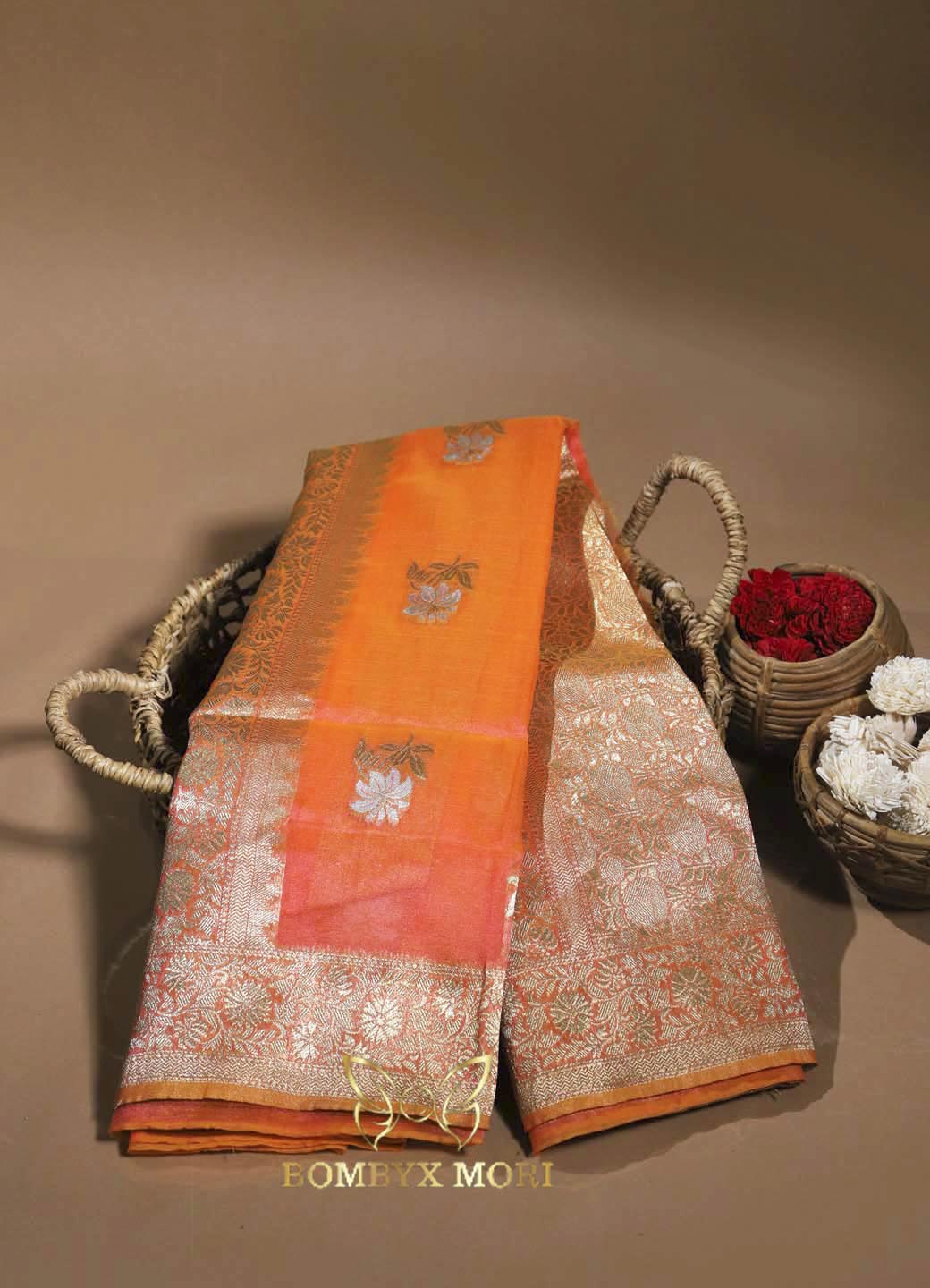 Orange Organza Saree