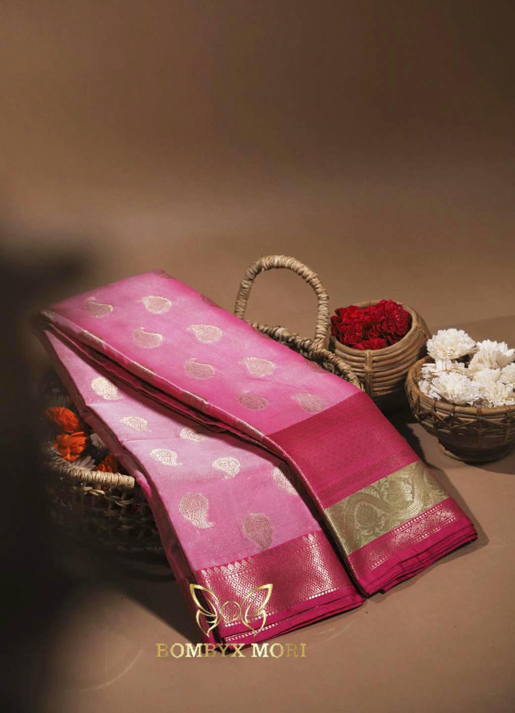 Blossom Pink Kashi Banarasi Saree