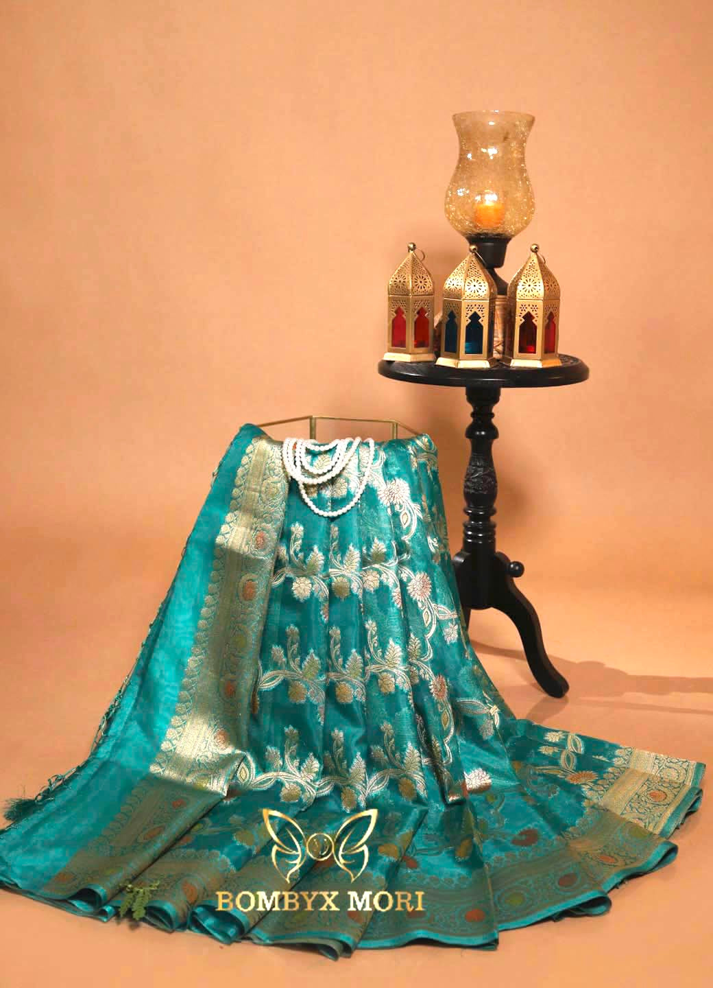 Teal Organza Saree