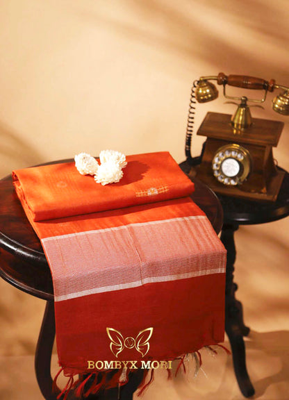 Orange Bhagalpuri Silk Saree