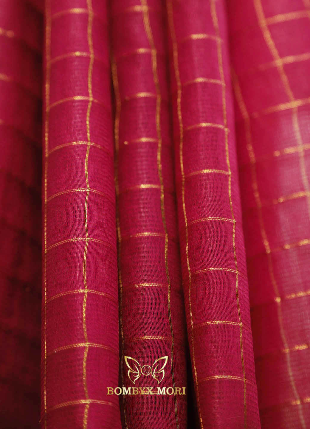 Magenta and golden bhagalpuri silk saree