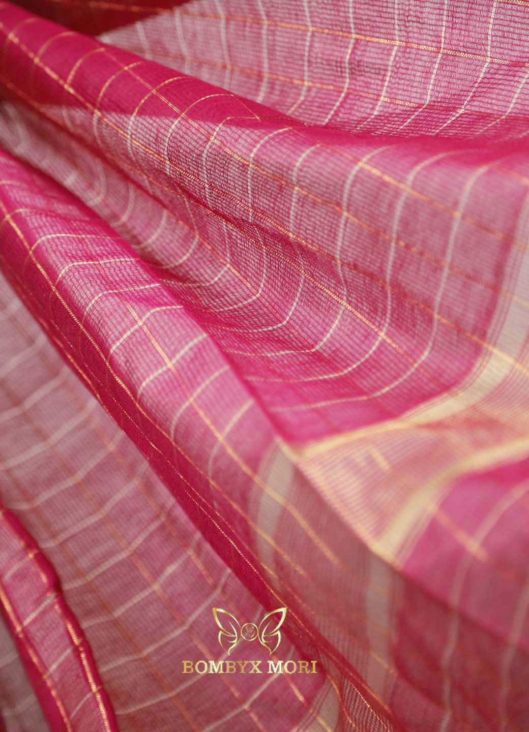 Magenta and golden bhagalpuri silk saree