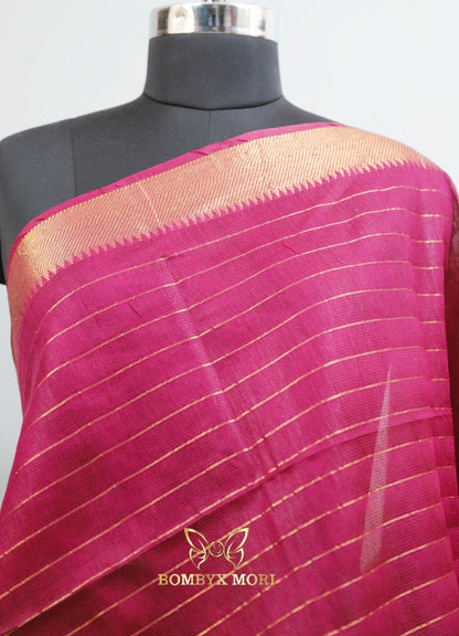 Magenta and golden bhagalpuri silk saree