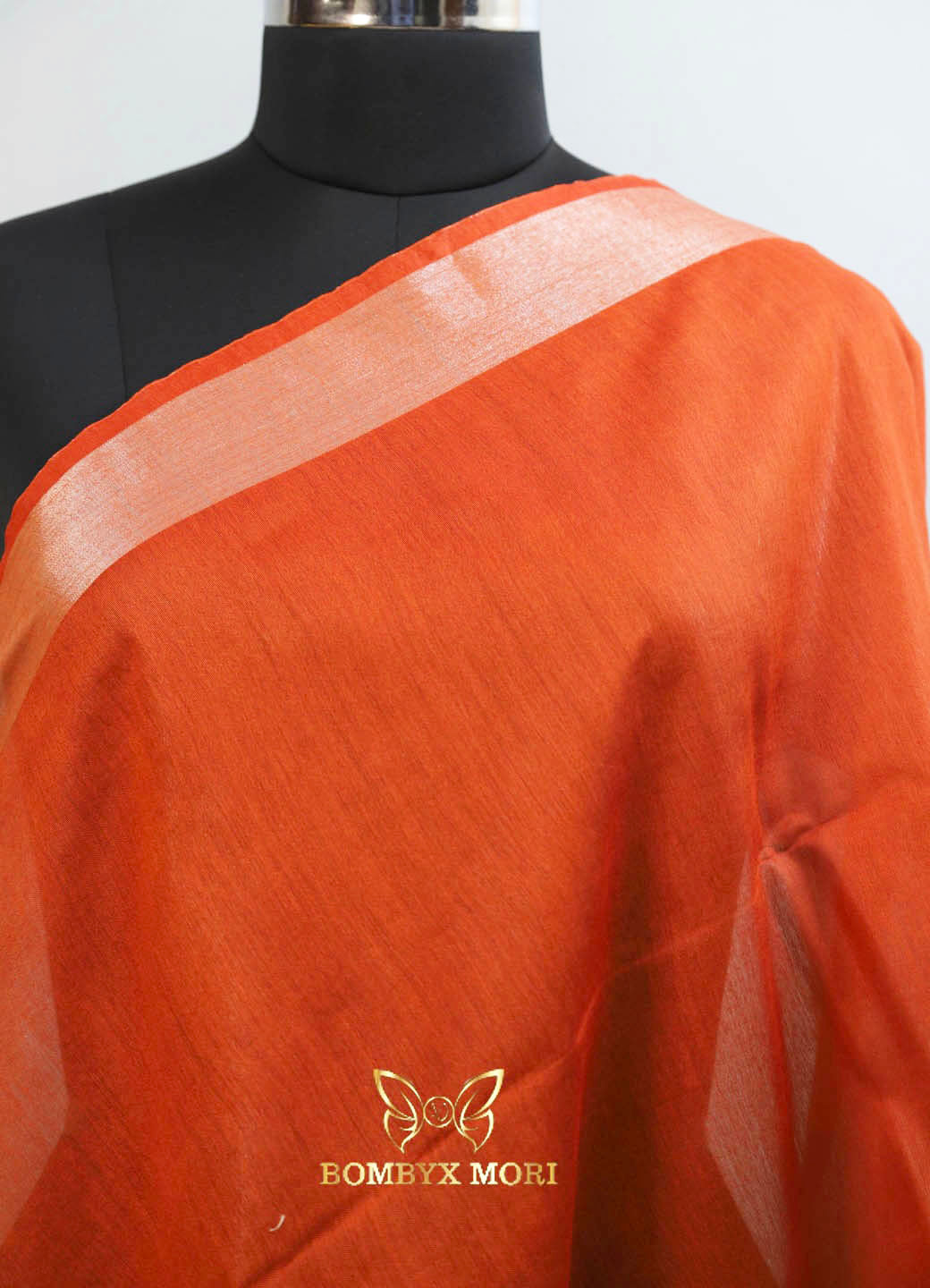 Orange Bhagalpuri Silk Saree