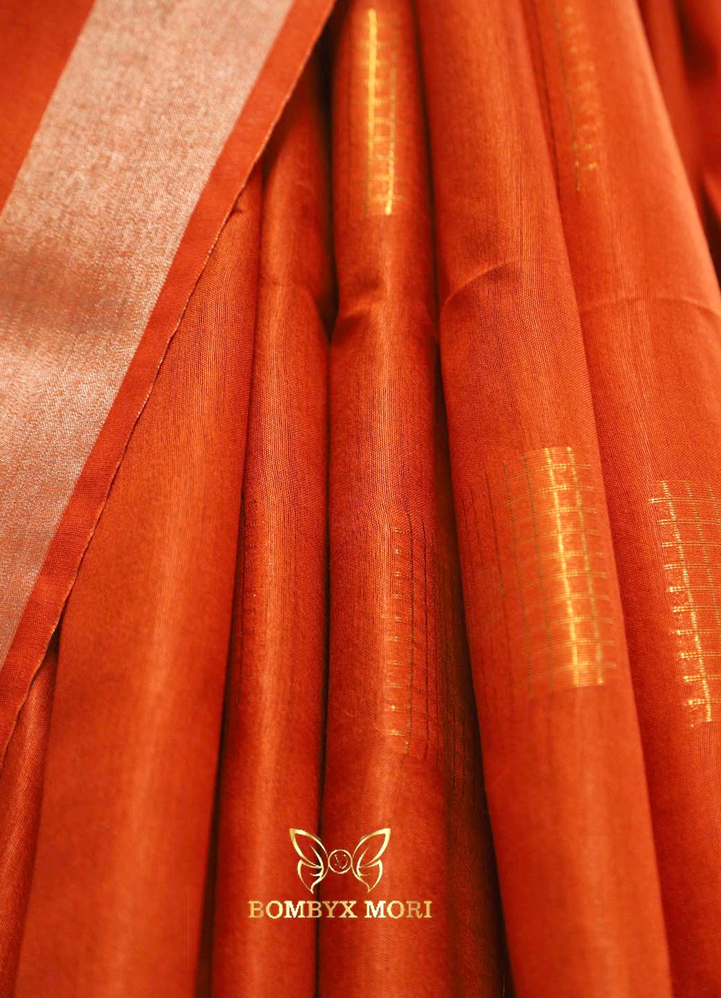 Orange Bhagalpuri Silk Saree