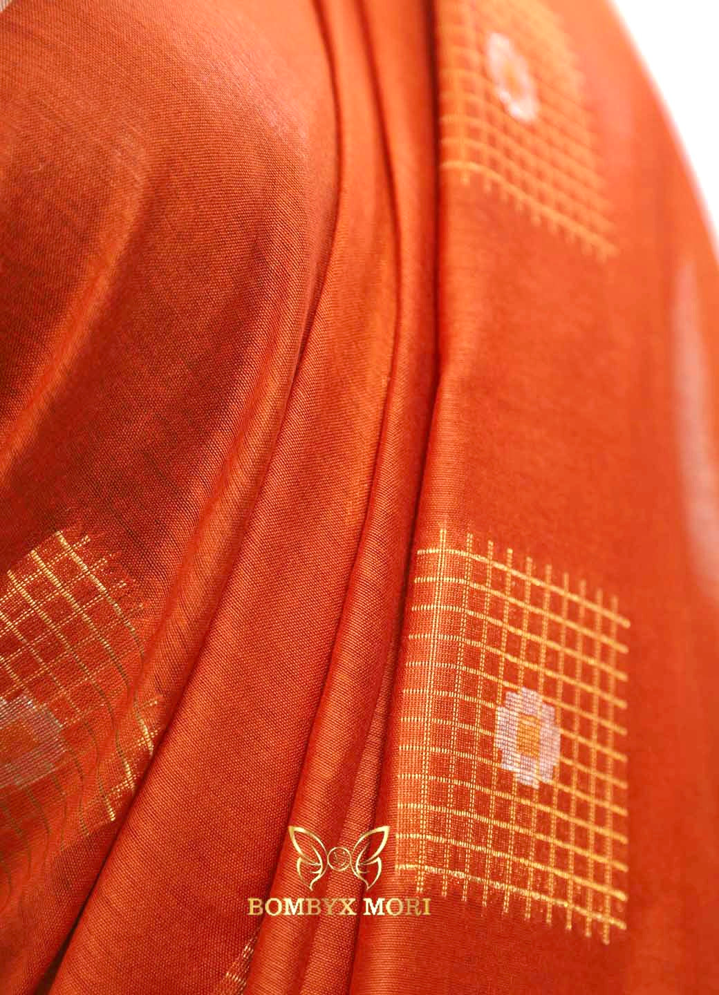 Orange Bhagalpuri Silk Saree