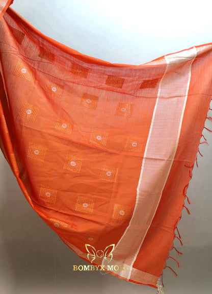 Orange Bhagalpuri Silk Saree