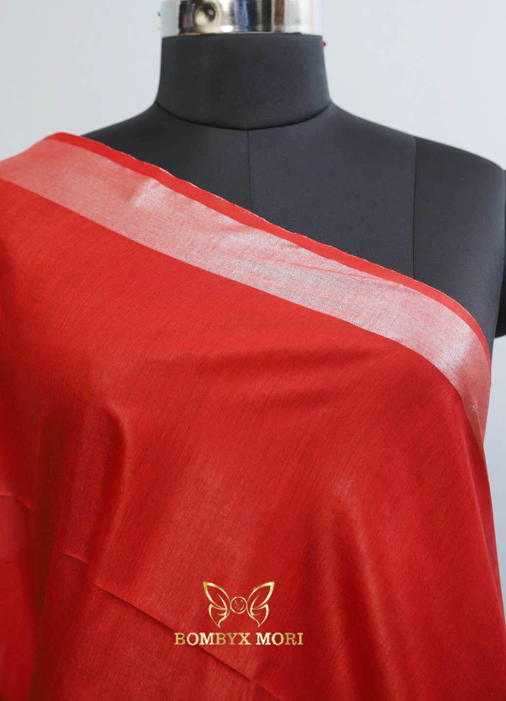 Vermillion Red Bhagalpuri Silk Saree