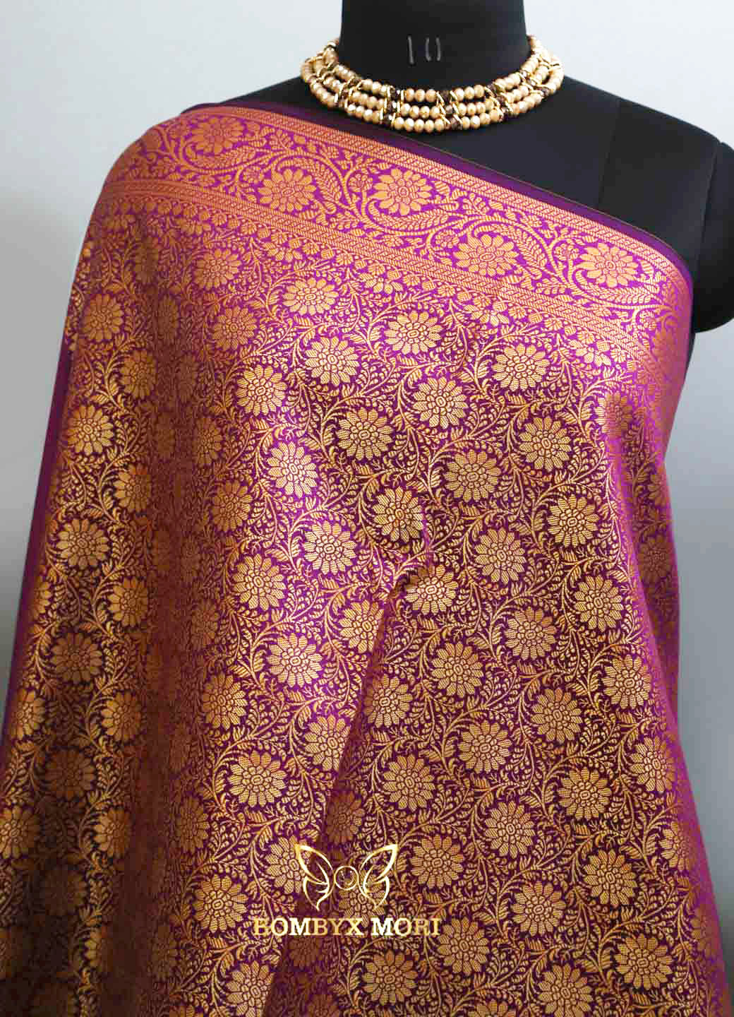 Deep Violet Bombyx Banarasi saree,