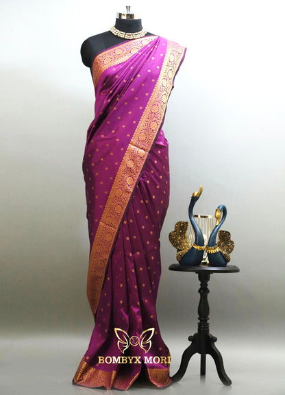 Deep Violet Bombyx Banarasi saree,