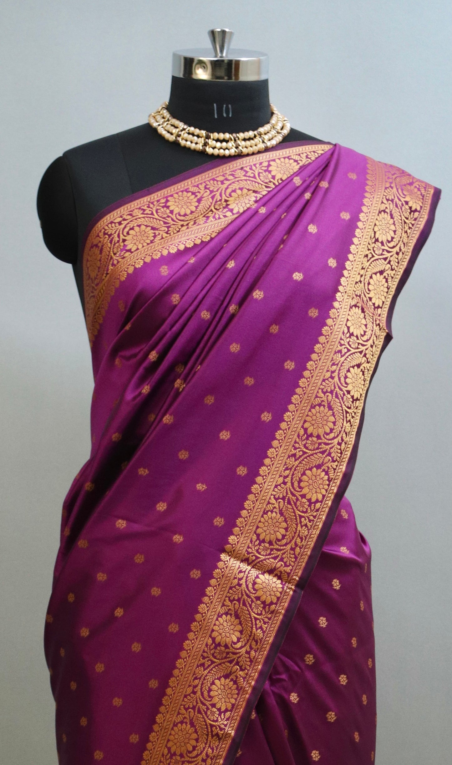 Deep Violet Bombyx Banarasi saree,