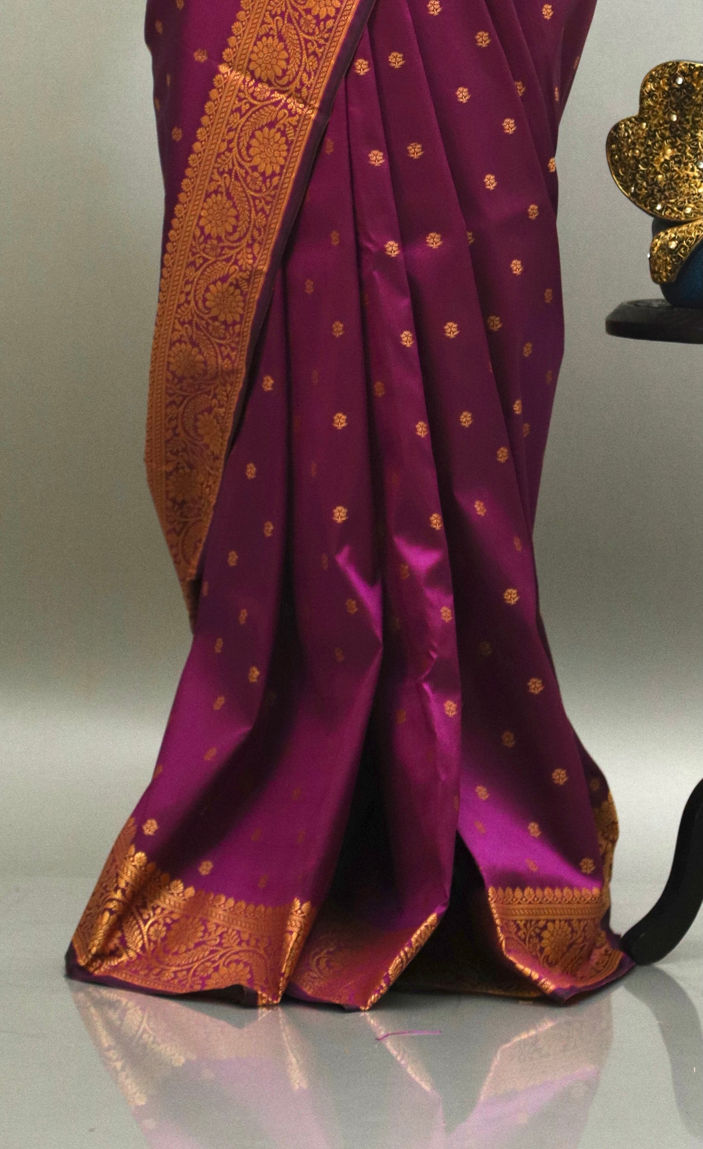 Deep Violet Bombyx Banarasi saree,