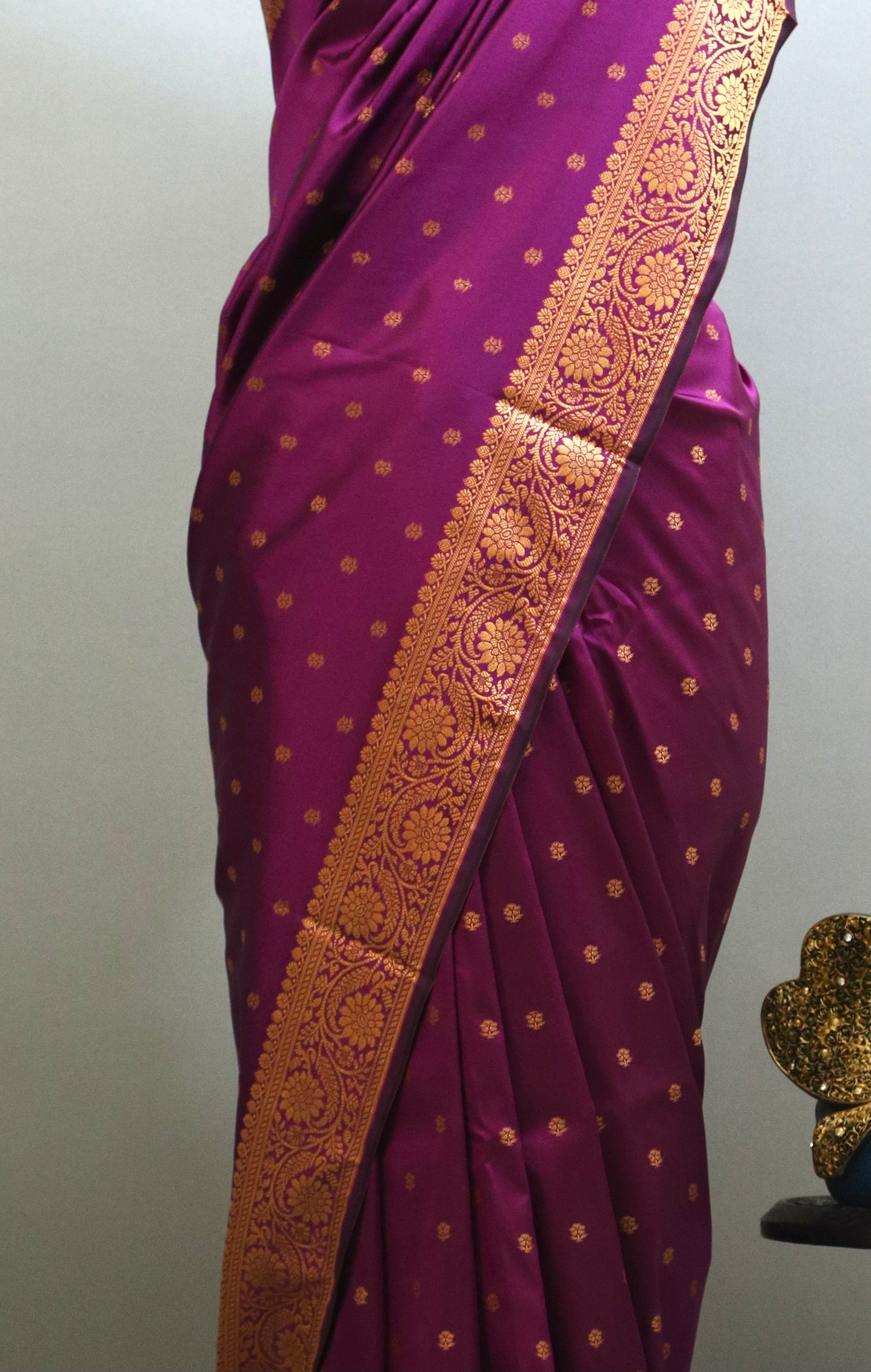 Deep Violet Bombyx Banarasi saree,