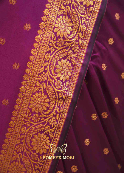 Deep Violet Bombyx Banarasi saree,