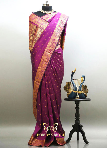 Deep Violet Bombyx Banarasi saree,