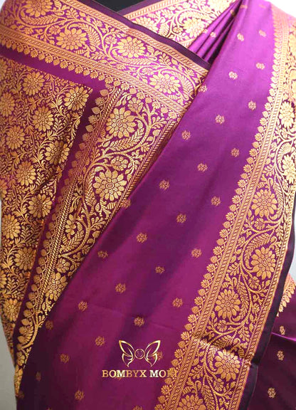 Deep Violet Bombyx Banarasi saree,