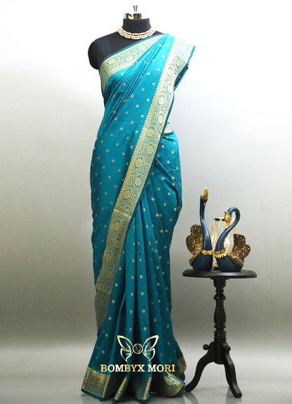 Teal Jade Bombyx Banarasi saree