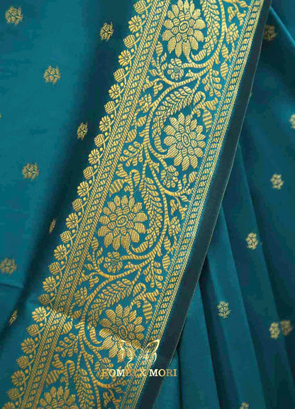 Teal Jade Bombyx Banarasi saree