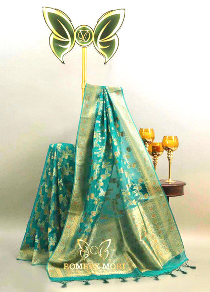 Teal Organza Saree