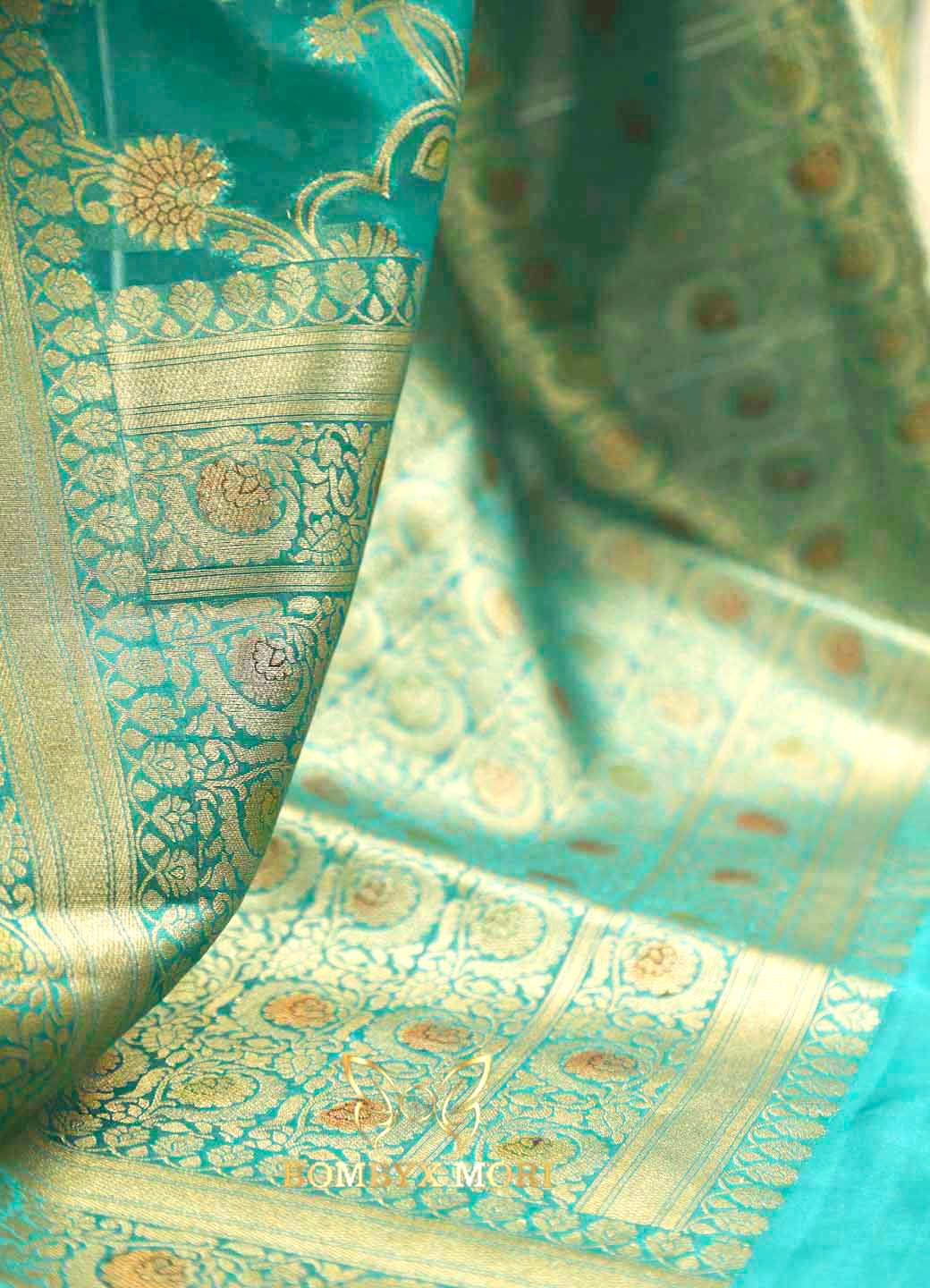 Teal Organza Saree