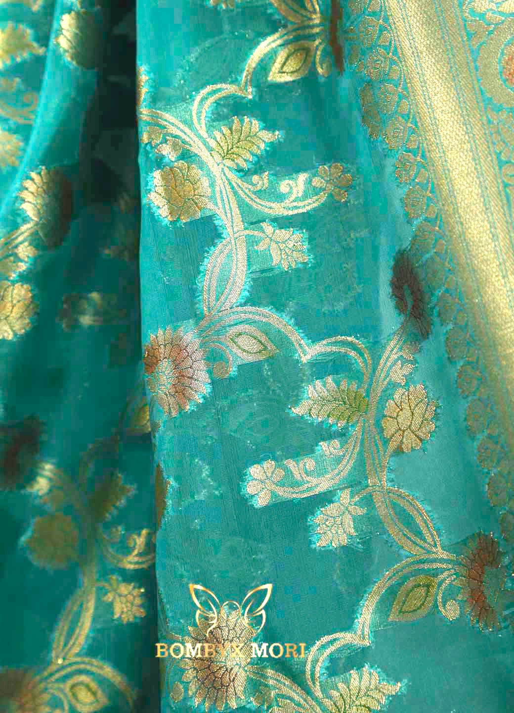 Teal Organza Saree