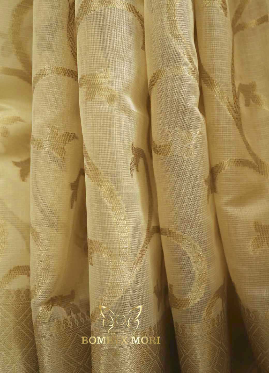 Ivory and Golden Kashi Banarasi saree