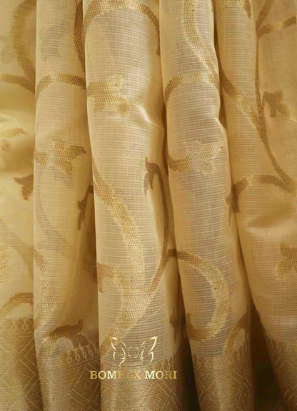 Ivory and Golden Kashi Banarasi saree