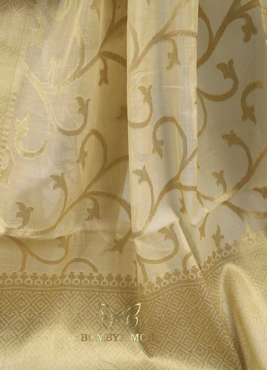 Ivory and Golden Kashi Banarasi saree