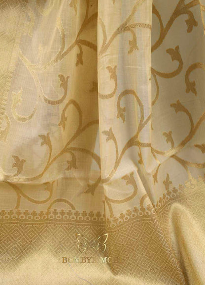 Ivory and Golden Kashi Banarasi saree