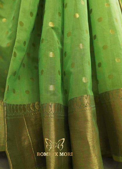 lime green Kashi Banarasi silk Saree