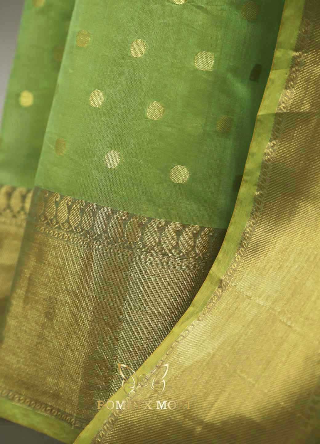 lime green Kashi Banarasi silk Saree