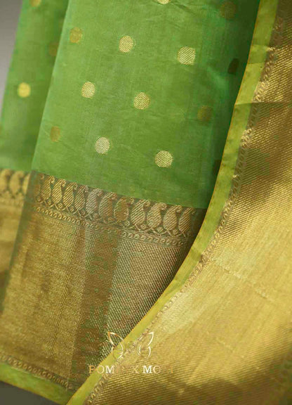 lime green Kashi Banarasi silk Saree